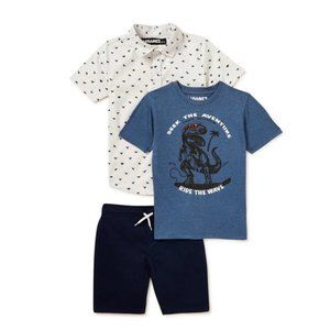NEW Tony Hawk Boys 7 Dinosaur Tee, Button Shirt & Shorts